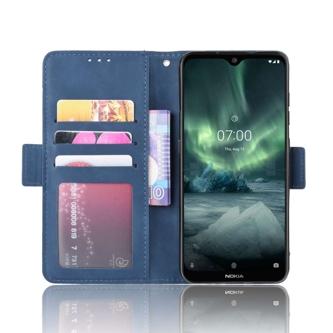 For Nokia 7.2 / 6.2 Wallet Style Skin Feel Calf Pattern Leather Case with Separate C ... (Blue)