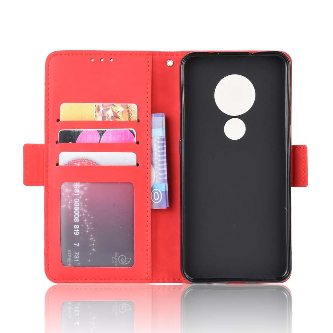 For Nokia 7.2 / 6.2 Wallet Style Skin Feel Calf Pattern Leather Case with Separate Ca ... (Red)