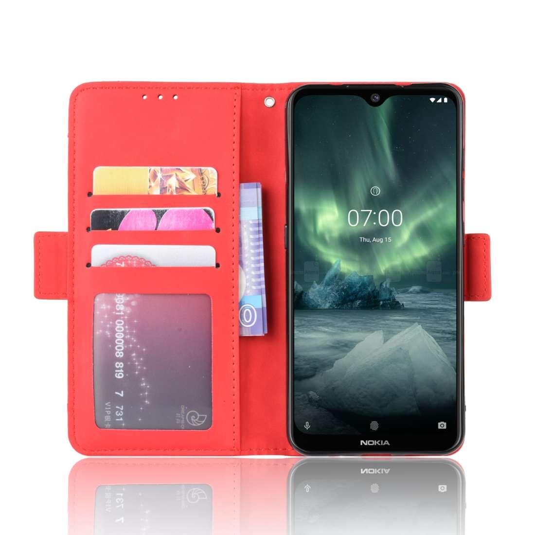 For Nokia 7.2 / 6.2 Wallet Style Skin Feel Calf Pattern Leather Case with Separate Ca ... (Red)