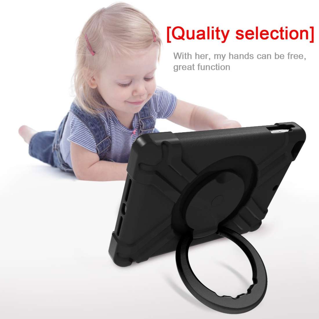 For iPad Air/Air2/Pro9.7 EVA + PC Flat Protective Shell with 360  Rotating Bracket(Black+Black)