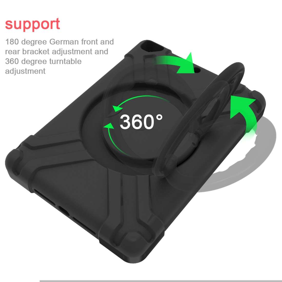 For iPad Air/Air2/Pro9.7 EVA + PC Flat Protective Shell with 360  Rotating Bracket(Black+Black)