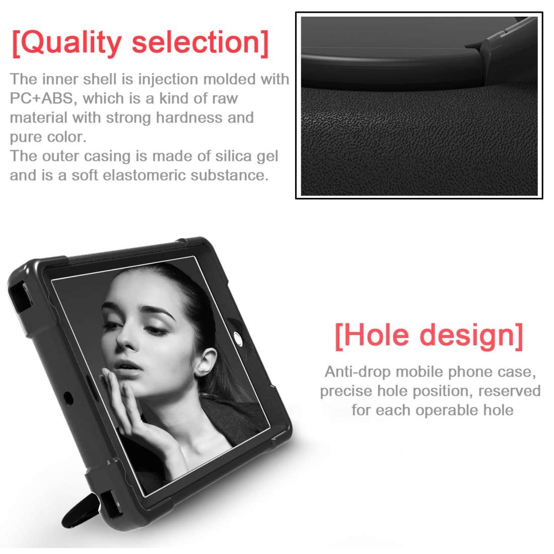 For iPad Air/Air2/Pro9.7 EVA + PC Flat Protective Shell with 360  Rotating Bracket(Black+Black)