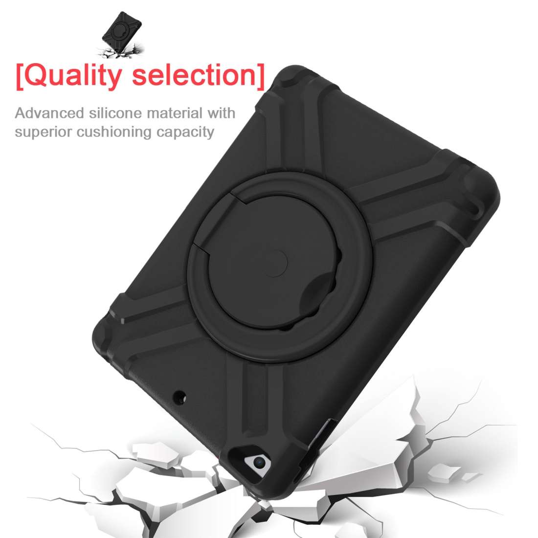 For iPad Air/Air2/Pro9.7 EVA + PC Flat Protective Shell with 360  Rotating Bracket(Black+Black)