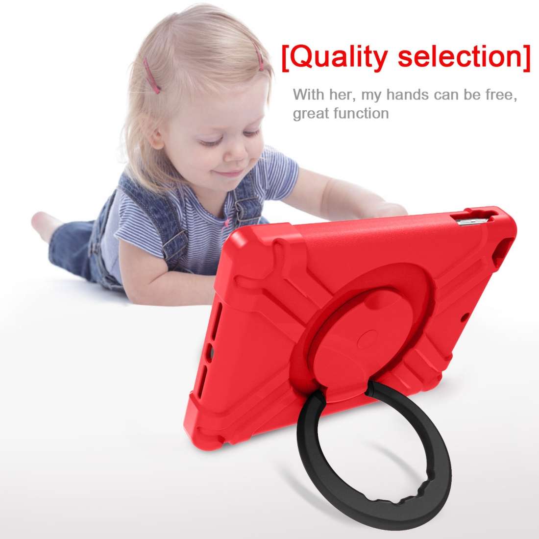 For iPad Air/Air2/Pro9.7 EVA + PC Flat Protective Shell with 360  Rotating Bracket(Red+Black)