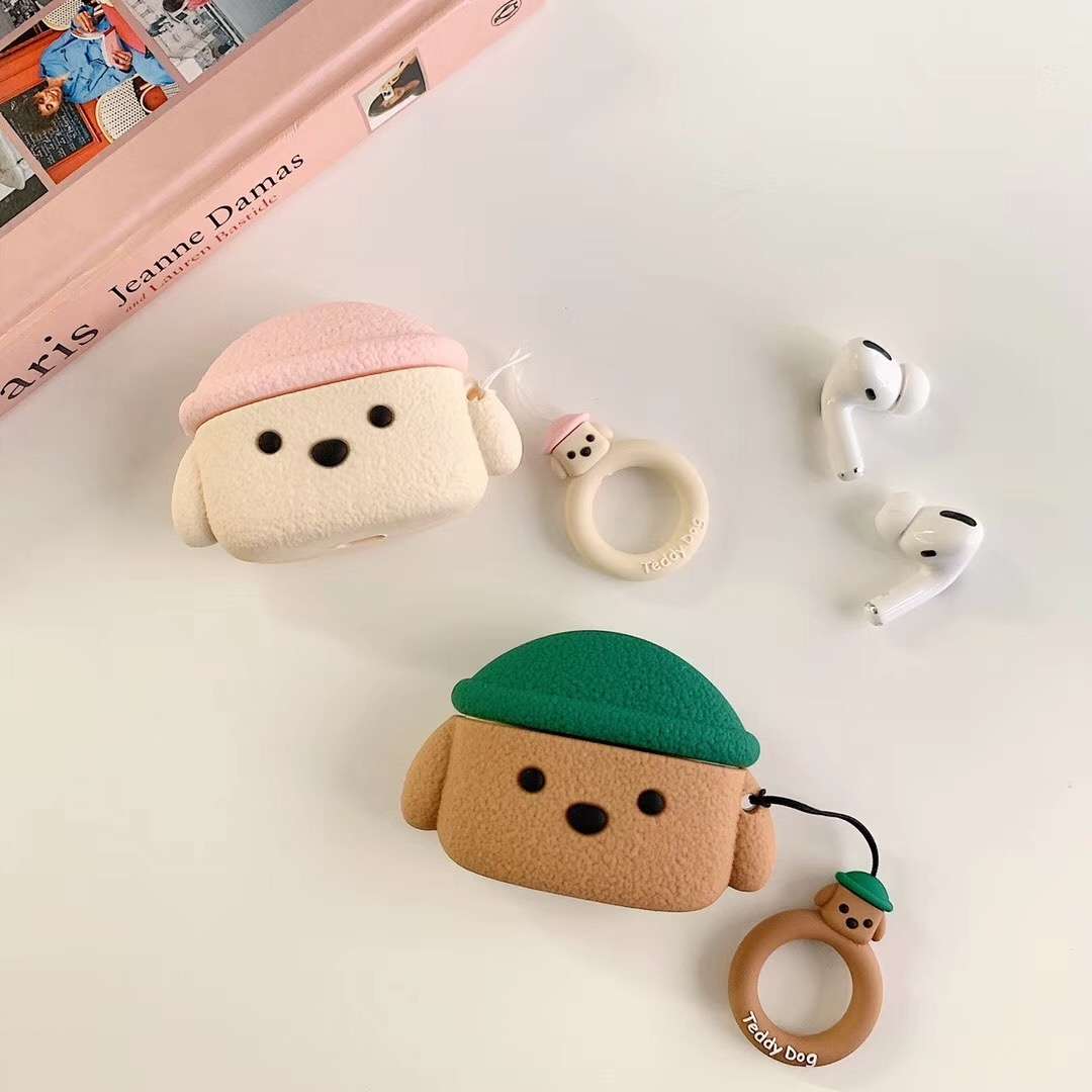 For Apple AirPods Pro Teddy Dog Bluetooth Headphone Protective Case(Off-White)