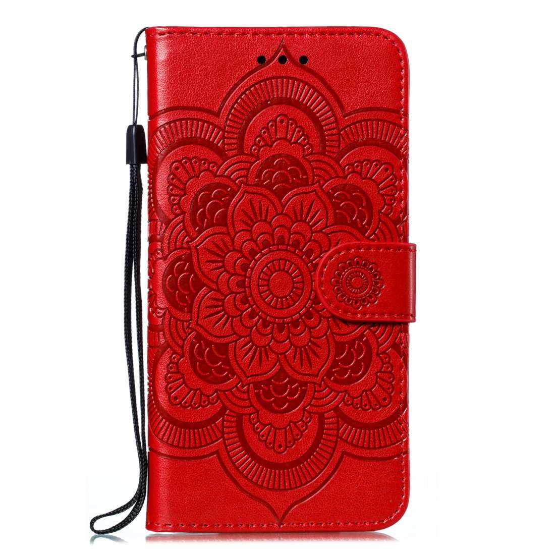 For Nokia 7.2 Mandala Embossing Pattern Horizontal Flip Leather Case with Holder & Card ... (Red)