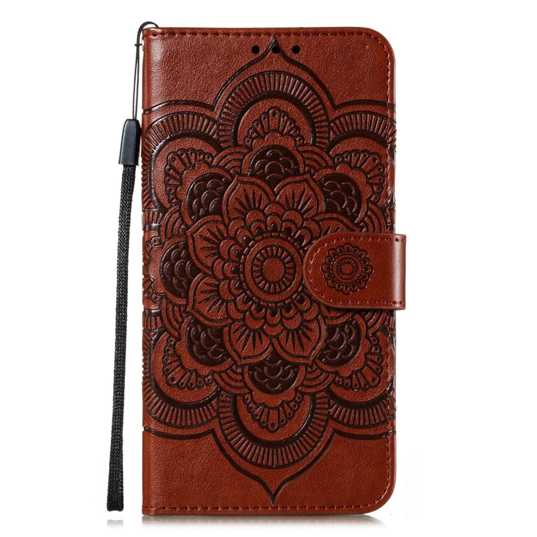 For Nokia 7.2 Mandala Embossing Pattern Horizontal Flip Leather Case with Holder & Car ... (Brown)