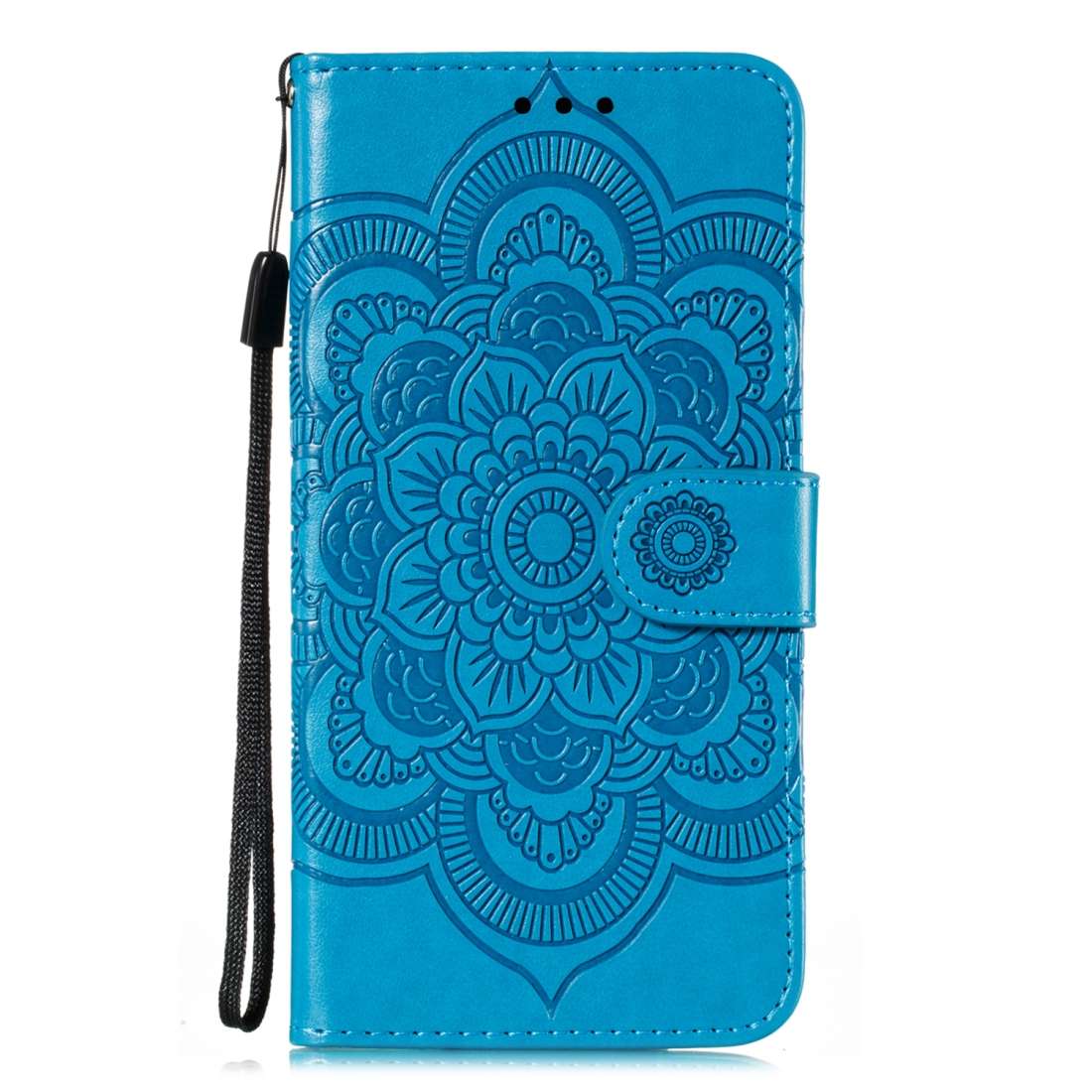 For Nokia 7.2 Mandala Embossing Pattern Horizontal Flip Leather Case with Holder & Card ... (Blue)