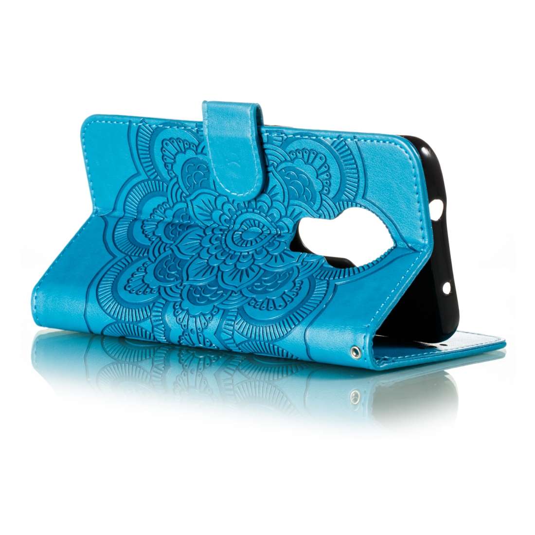 For Nokia 7.2 Mandala Embossing Pattern Horizontal Flip Leather Case with Holder & Card ... (Blue)