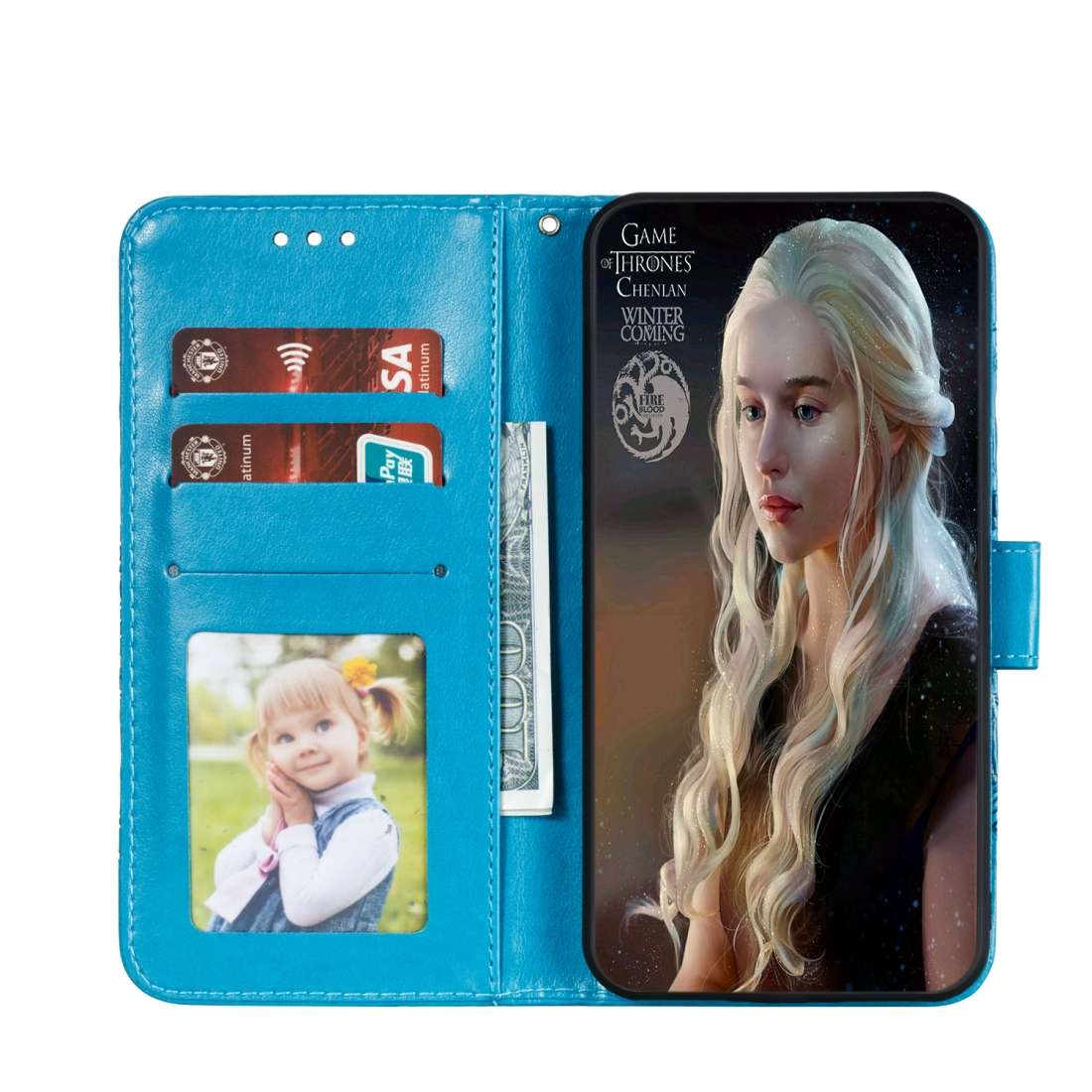 For Nokia 7.2 Mandala Embossing Pattern Horizontal Flip Leather Case with Holder & Card ... (Blue)