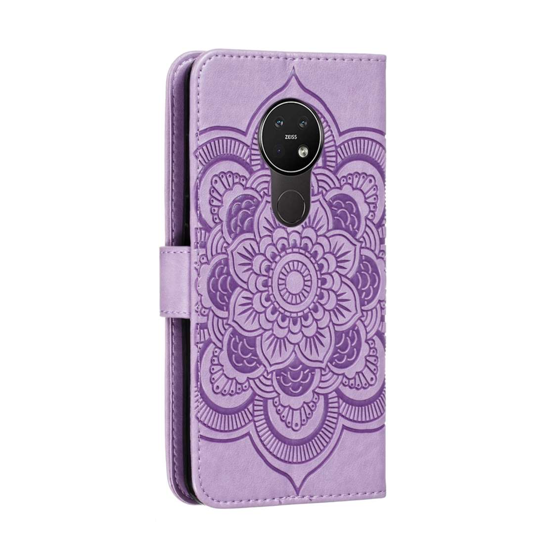 For Nokia 7.2 Mandala Embossing Pattern Horizontal Flip Leather Case with Holder & Ca ... (Purple)