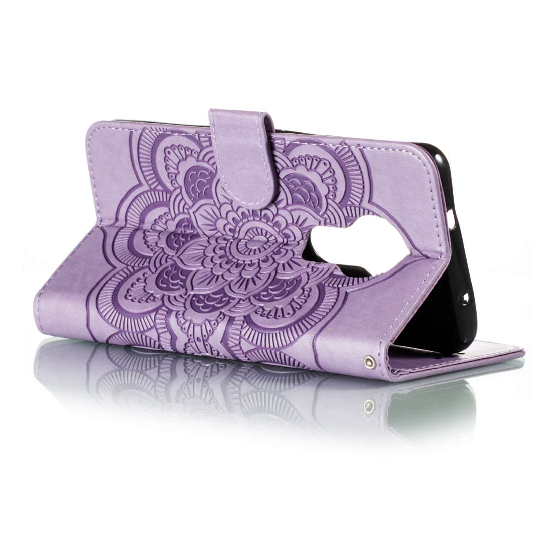 For Nokia 7.2 Mandala Embossing Pattern Horizontal Flip Leather Case with Holder & Ca ... (Purple)
