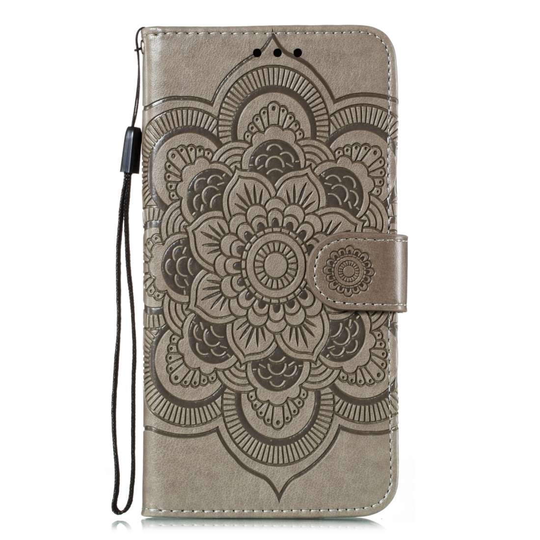 For Nokia 7.2 Mandala Embossing Pattern Horizontal Flip Leather Case with Holder & Card ... (Gray)
