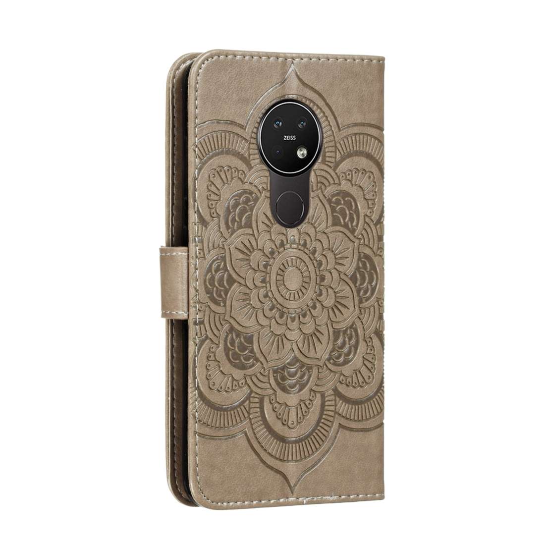 For Nokia 7.2 Mandala Embossing Pattern Horizontal Flip Leather Case with Holder & Card ... (Gray)