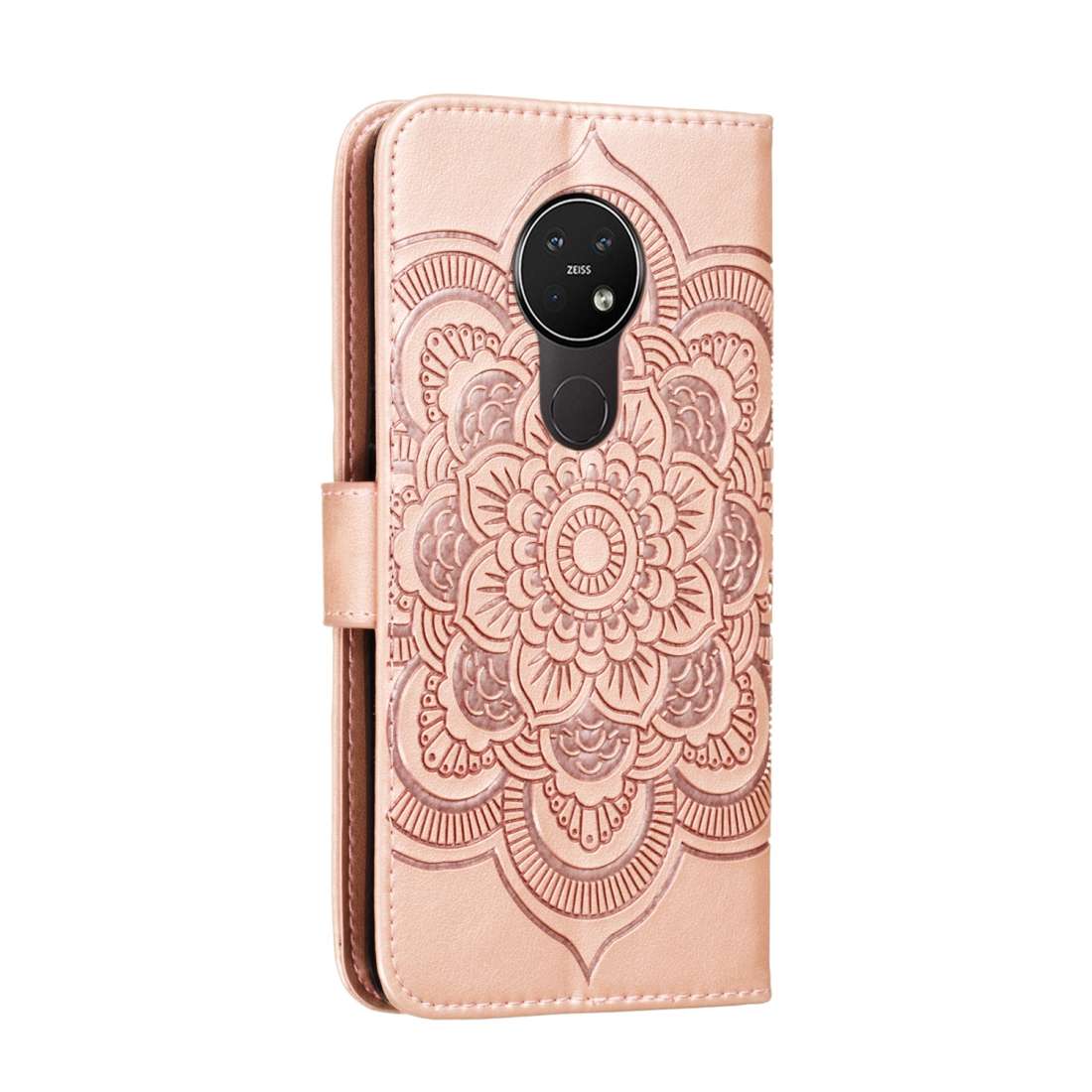For Nokia 7.2 Mandala Embossing Pattern Horizontal Flip Leather Case with Holder & ... (Rose Gold)