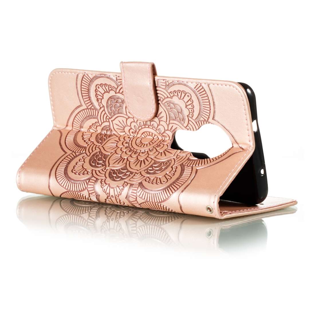 For Nokia 7.2 Mandala Embossing Pattern Horizontal Flip Leather Case with Holder & ... (Rose Gold)