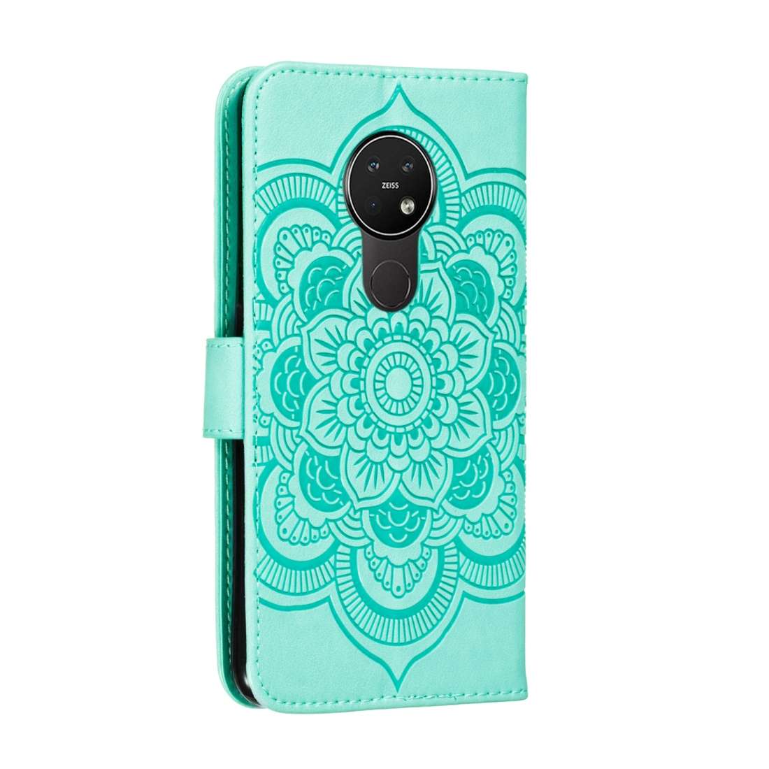 For Nokia 7.2 Mandala Embossing Pattern Horizontal Flip Leather Case with Holder & Car ... (Green)