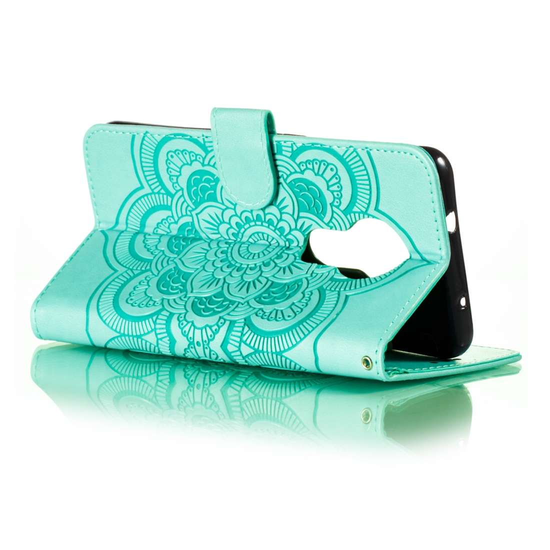For Nokia 7.2 Mandala Embossing Pattern Horizontal Flip Leather Case with Holder & Car ... (Green)