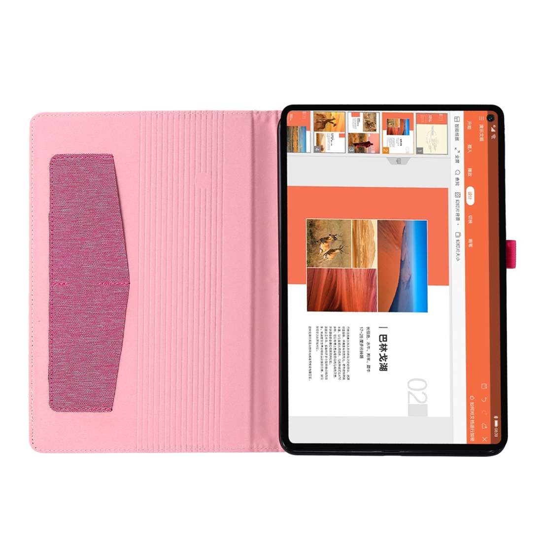 For Huawei Matepad Pro 10.8 Fabric + TPU Flat Protective case With Name Card Clip(Rose Red)