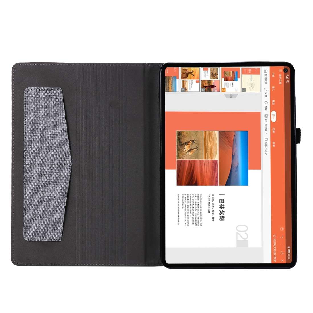 For Huawei Matepad Pro 10.8 Fabric + TPU Flat Protective case With Name Card Clip(Grey)