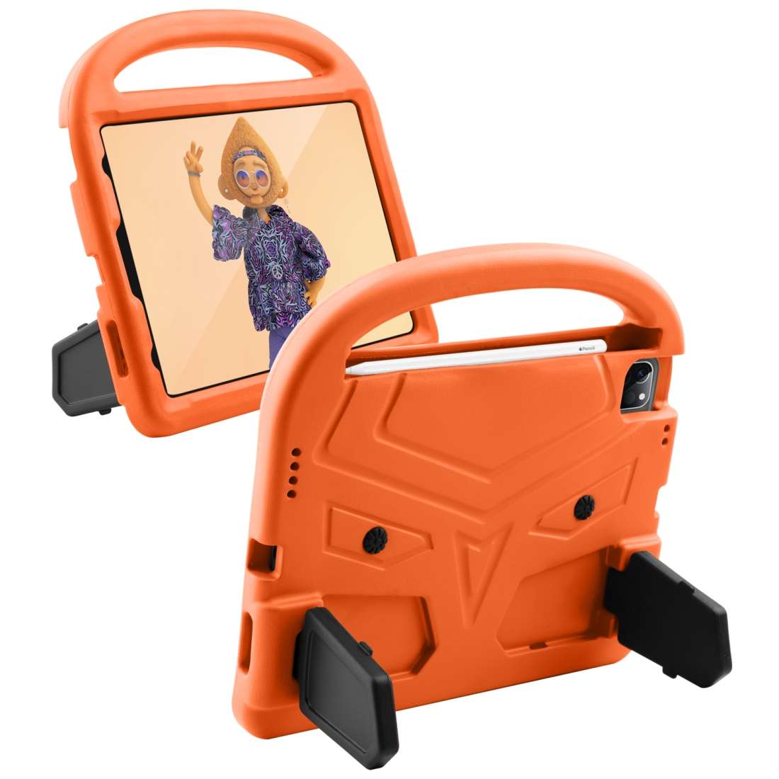 For iPad Pro 11 (2020) Sparrow Style EVA Children's flat Plate Fall Protection Tablet Case(Orange)