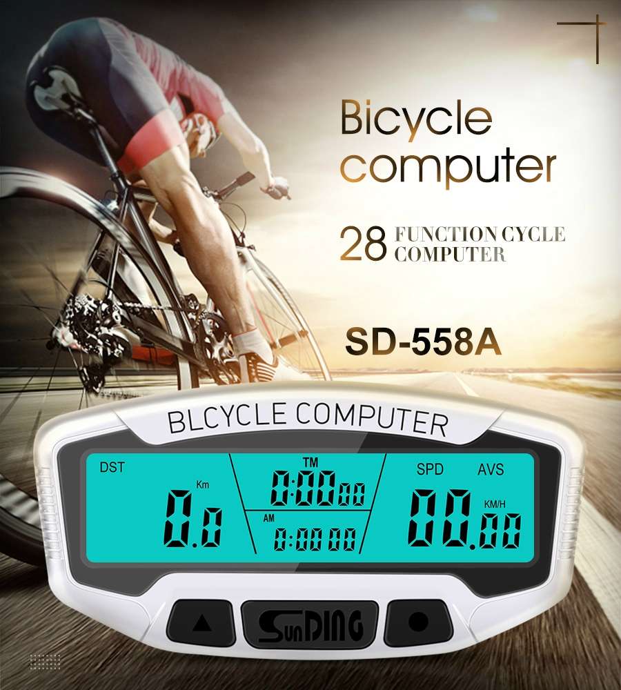 SUNDING SD-558A Bicycle Computer Wired Stopwatch Bicycle Speedometer Digital Odometer Rainproof LCD