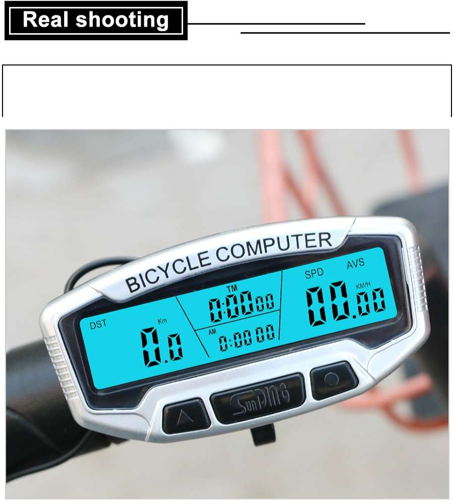 SUNDING SD-558A Bicycle Computer Wired Stopwatch Bicycle Speedometer Digital Odometer Rainproof LCD