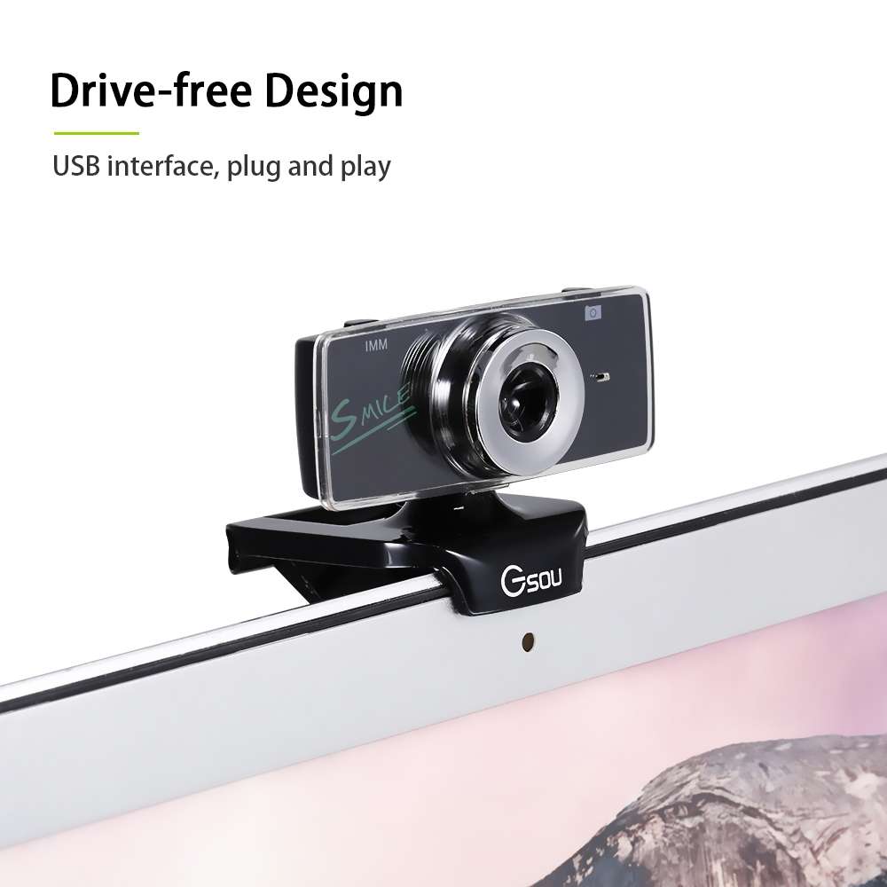 Gsou B18S HD Webcam Built-in Microphone Smart Web Camera USB Streaming Live Camera With Noise Canc