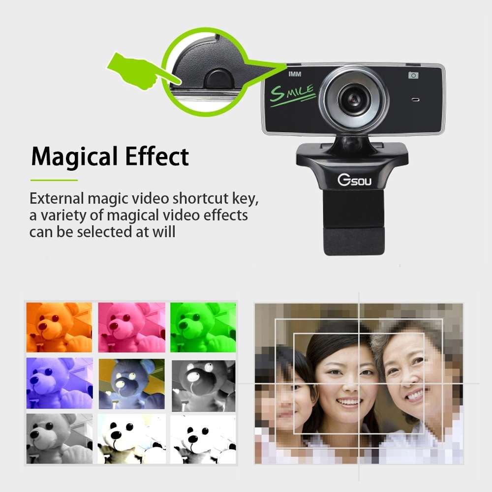 Gsou B18S HD Webcam Built-in Microphone Smart Web Camera USB Streaming Live Camera With Noise Canc