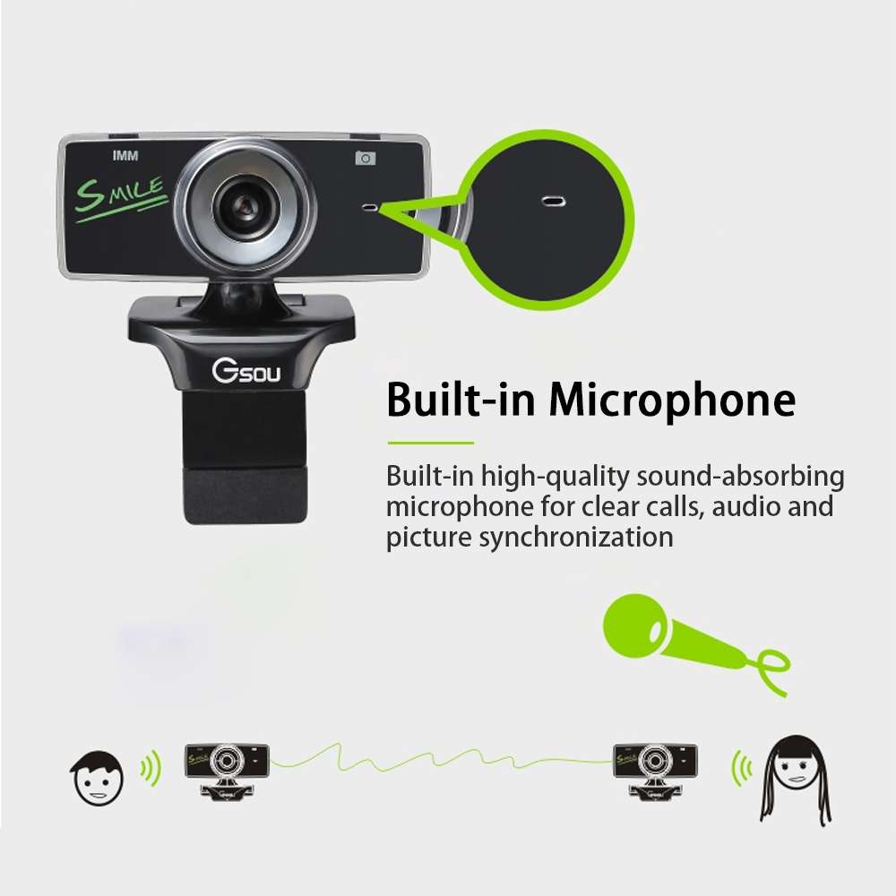 Gsou B18S HD Webcam Built-in Microphone Smart Web Camera USB Streaming Live Camera With Noise Canc