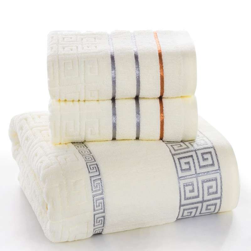 3 PCS Plaid Cotton Towel Bath Set(Dark Gray)