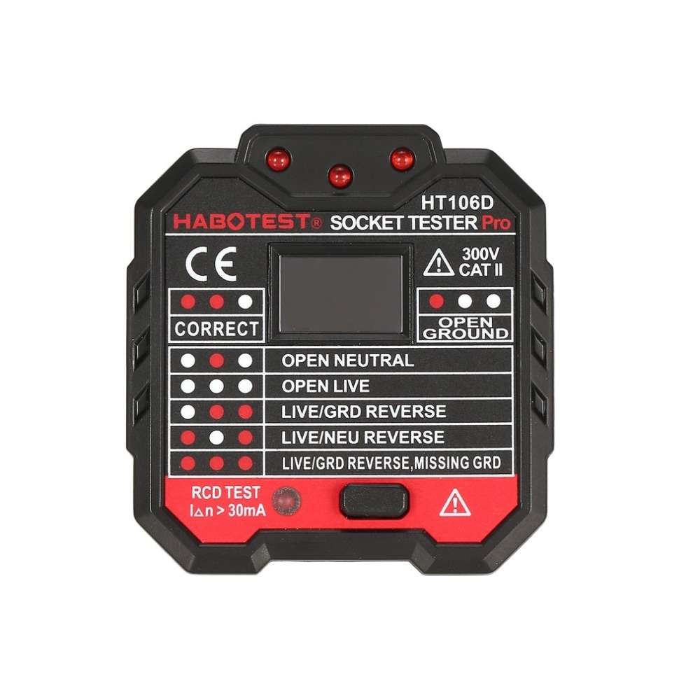 HT106 Socket Testers Voltage Test Detector Ground Line Neutral Line Live Line Leakage Electroscope(U