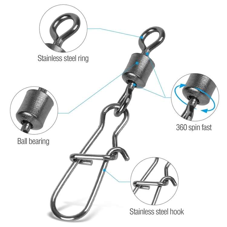 10pcs /Pack Stainless Steel Fishing Connector Bearing Rolling Swivel Connector Fishi ... (4(30mm))