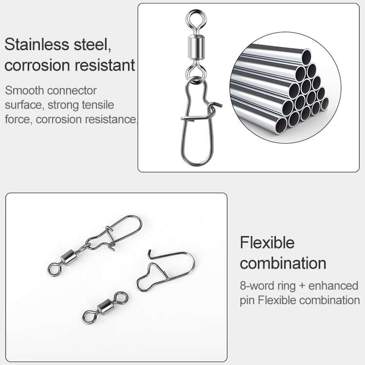 10pcs /Pack Stainless Steel Fishing Connector Bearing Rolling Swivel Connector Fishi ... (4(30mm))