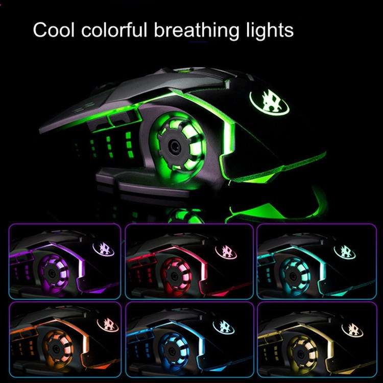 WARWOLF Q8 Wireless Rechargeable Mouse Glowing Gaming Mouse(Black)