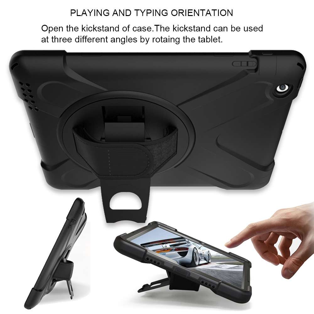 360 Degree Rotation Silicone Protective Cover with Holder and Hand Strap and Long Strap ... (Red)