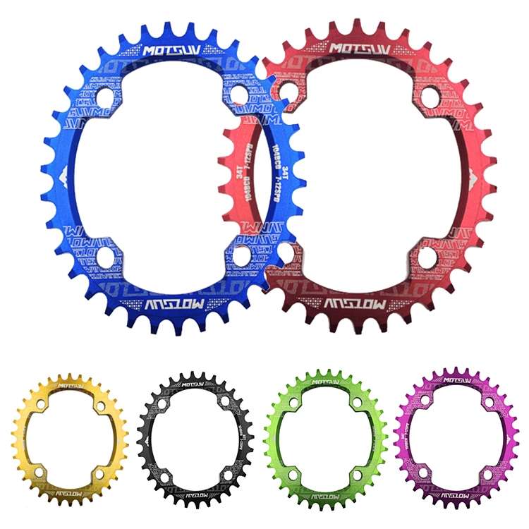 MOTSUV Narrow Wide Chainring MTB Bicycle 104BCD Tooth Plate Parts(Red)