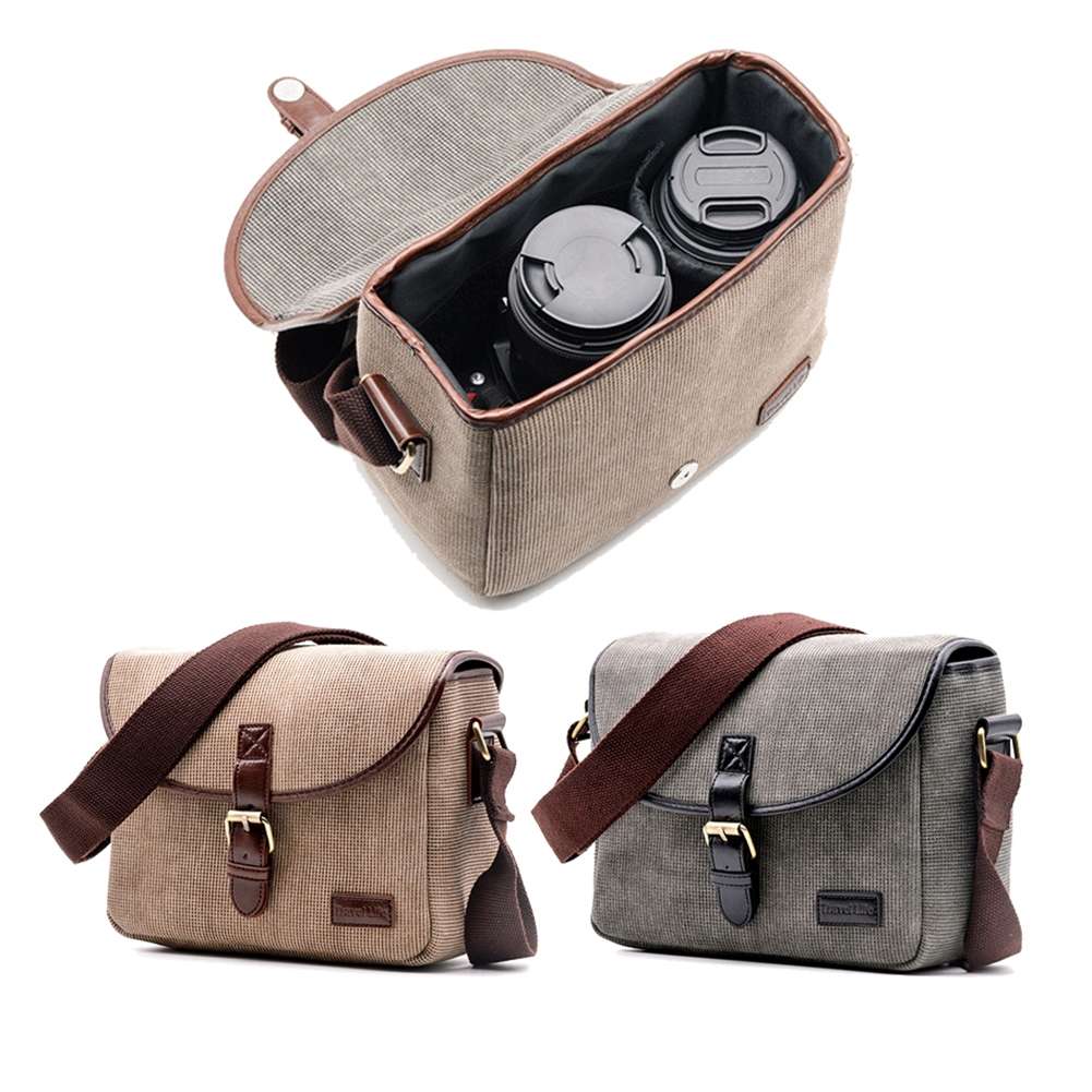 Retro Photo Camera Bag Case Cover For Canon EOS 200D 77D 7D 80D 800D 1300D 6D 70D ... (Dark Khaki)
