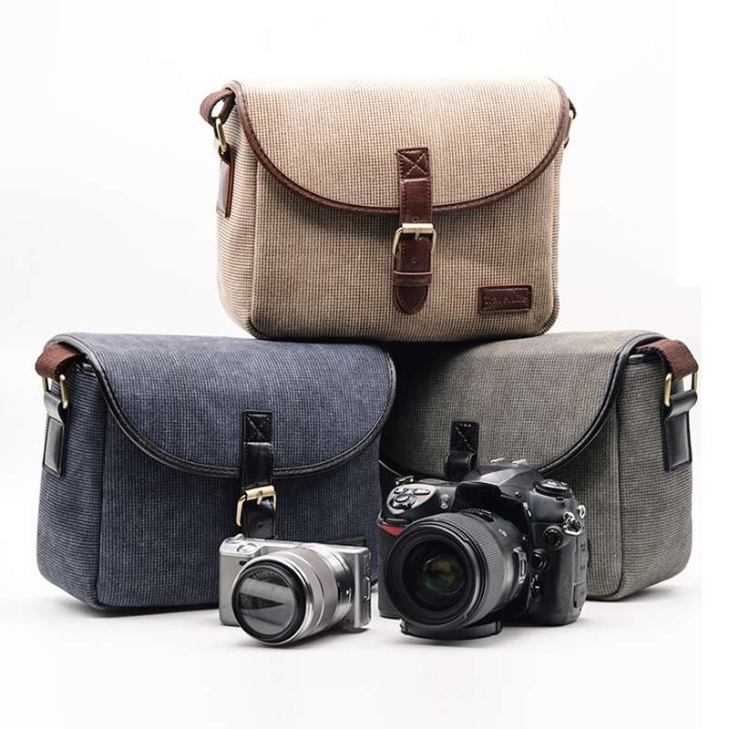 Retro Photo Camera Bag Case Cover For Canon EOS 200D 77D 7D 80D 800D 1300D 6D 70D ... (Dark Khaki)