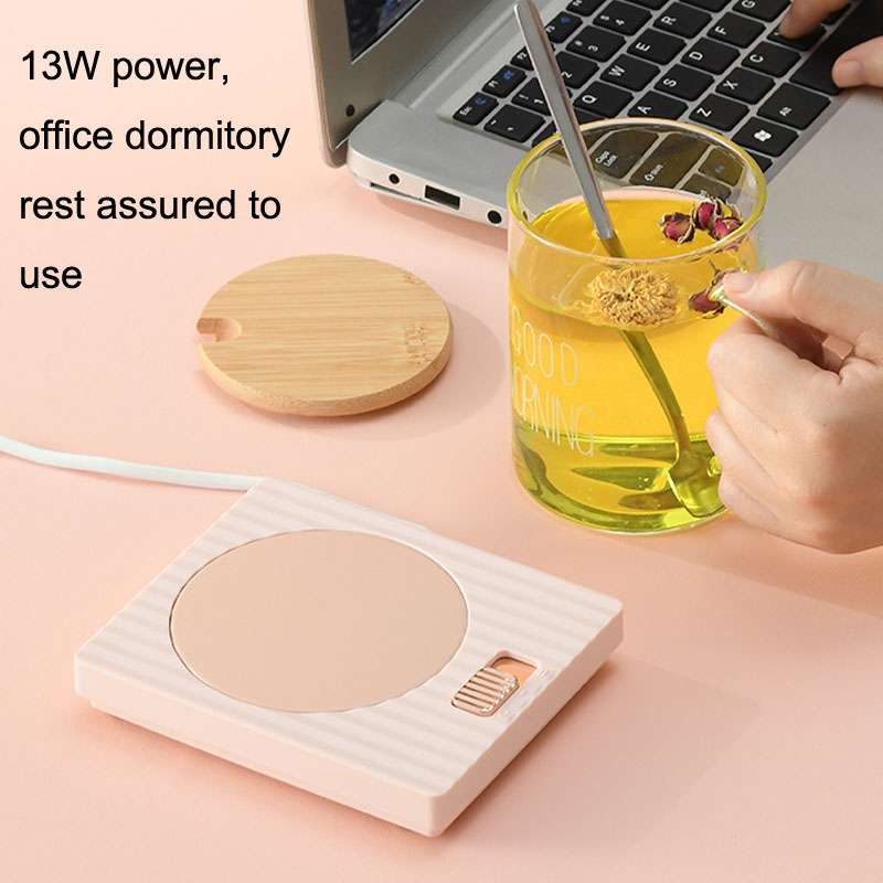Home USB Constant Temperature Cup Mat Heat Thermos Coaster, Style:With Adapter(Grace Grey)