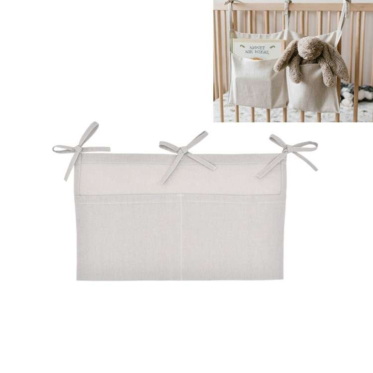 Crib Storage Hanging Bag Diaper Wrap Molar Toy Storage Bag(Light Gray)