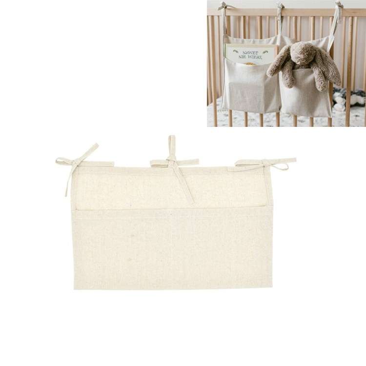Crib Storage Hanging Bag Diaper Wrap Molar Toy Storage Bag(Light Gray)