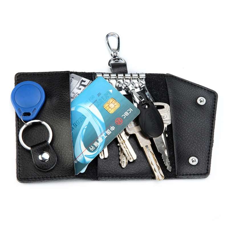 Multifunctional Litchi Texture Leather Keychain Bag Car Key Bag(Brown)