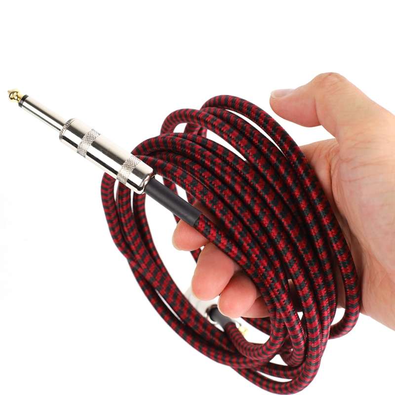Guitar Connection Wire Folk Bass Performance Noise Reduction Elbow Audio Guitar ... 10m(Red Black)