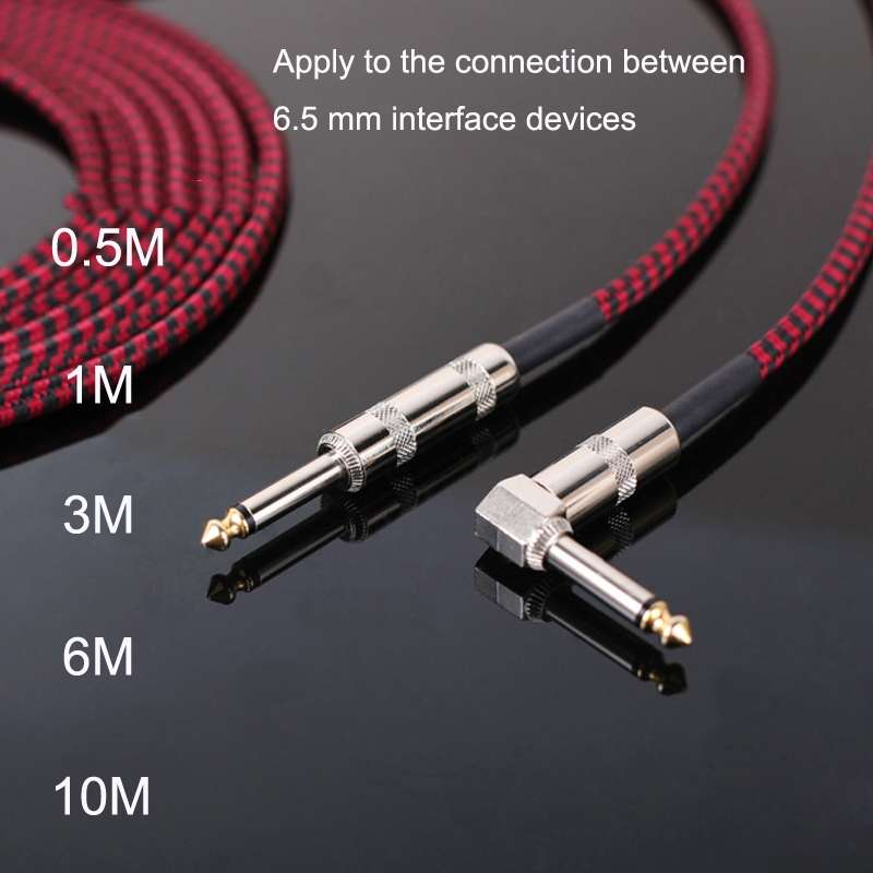 Guitar Connection Wire Folk Bass Performance Noise Reduction Elbow Audio Guitar ... 10m(Red Black)