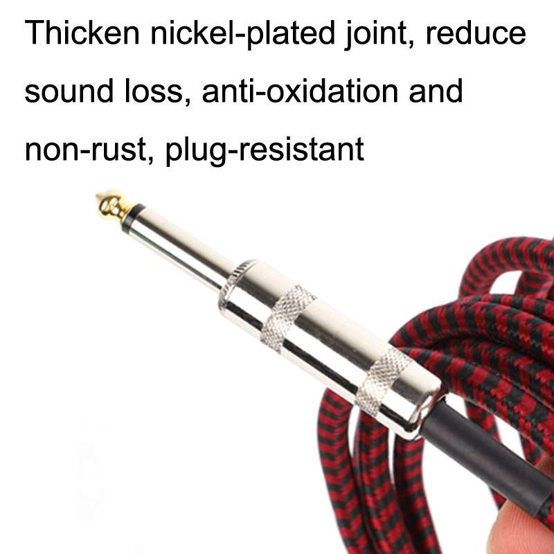 Guitar Connection Wire Folk Bass Performance Noise Reduction Elbow Audio Guitar ... 10m(Red Black)
