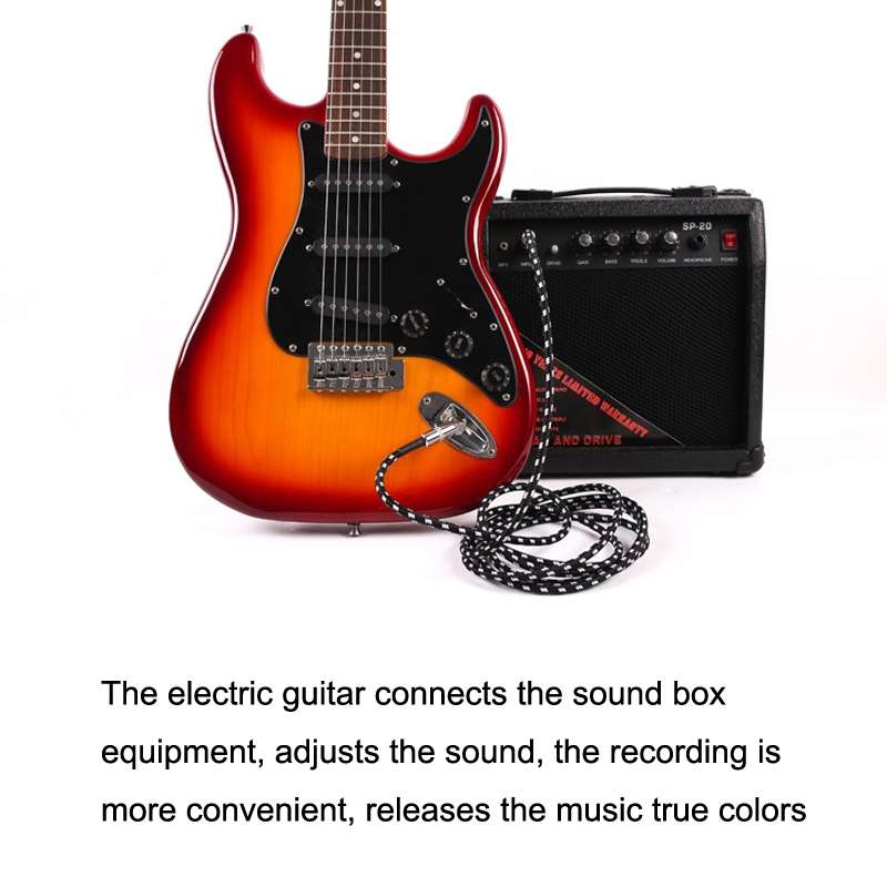 Guitar Connection Wire Folk Bass Performance Noise Reduction Elbow Audio Guitar ... 10m(Red Black)