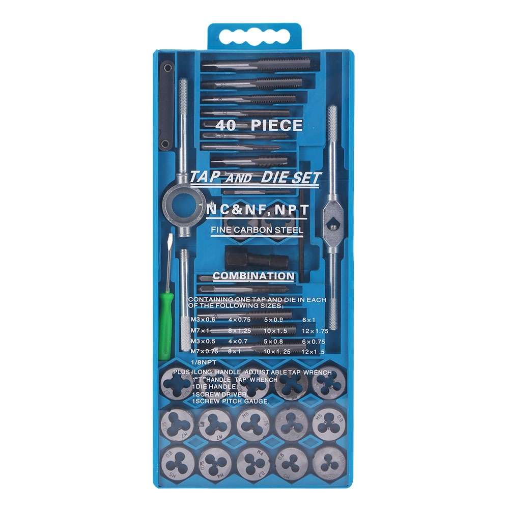Hand Die Model Tap Tap Die Set Manual Tapping Drill Thread Hole, Style:40 In 1