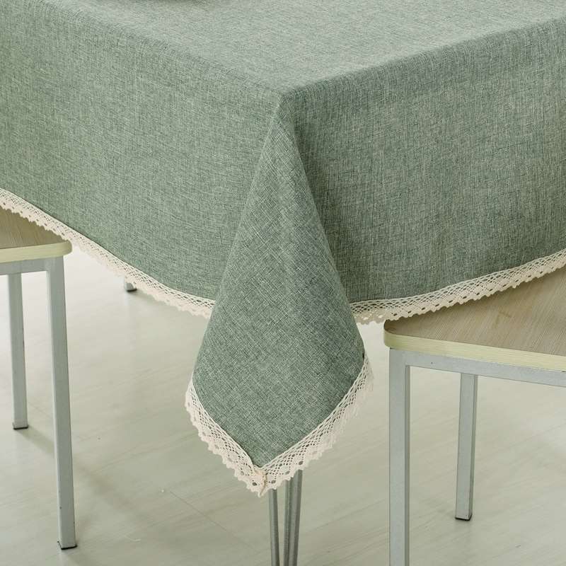 Decorative Tablecloth Imitation Linen Lace Table Cloth Dining Table Cover, Size:130x170cm(Dark Brown