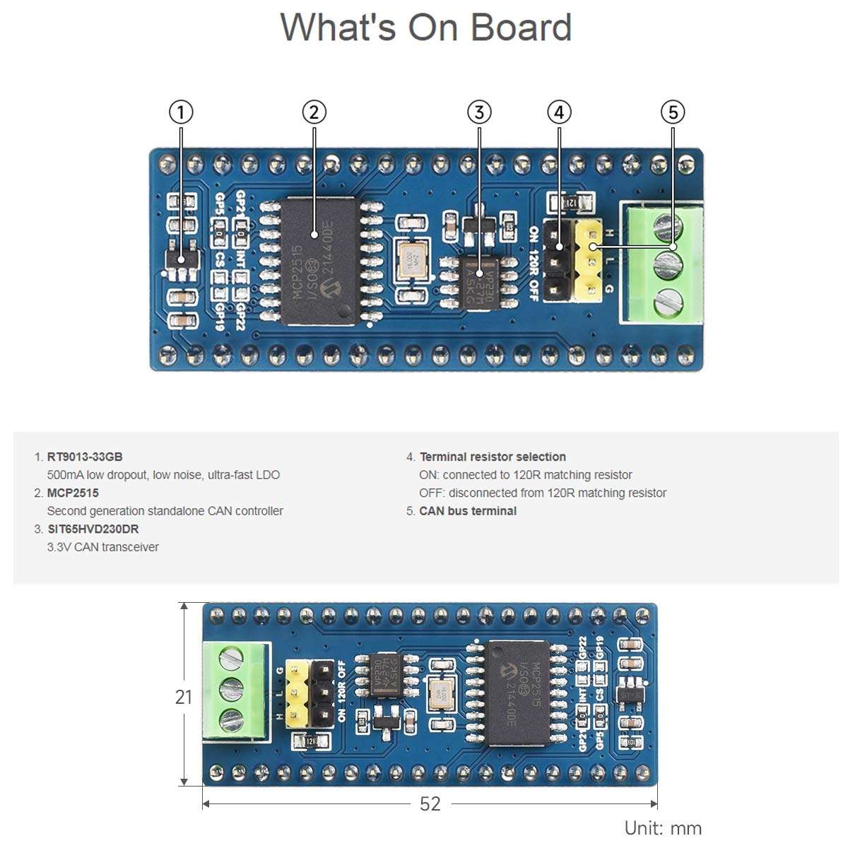 Waveshare For Raspberry Pi Pico CAN Bus Module (B),Enabling Long Range Communication Through SPI,237
